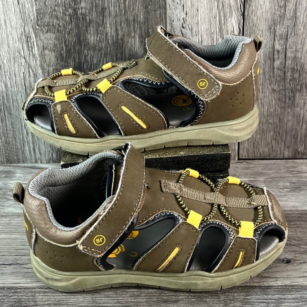Stride Rite 360 Flux Boys Brown Yellow Fisherman Sandals KB008002 Size 9M